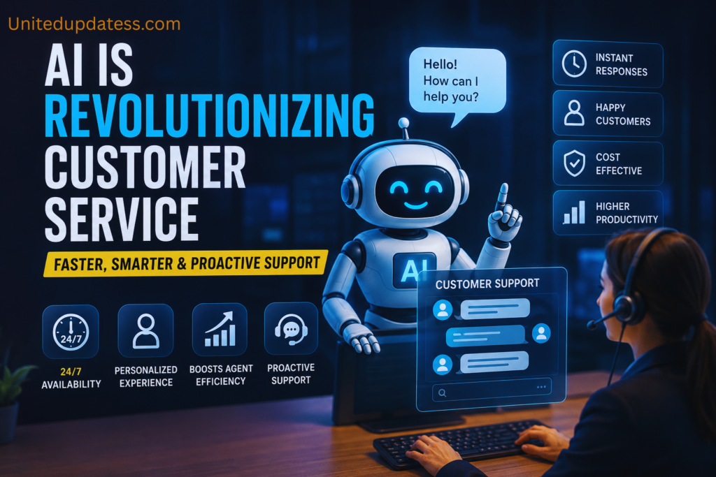 Ai Revolution Human agent collaborating with AI in customer service to support clients