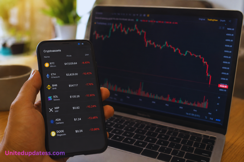 Bitcoin price chart showing sudden drop in crypto market